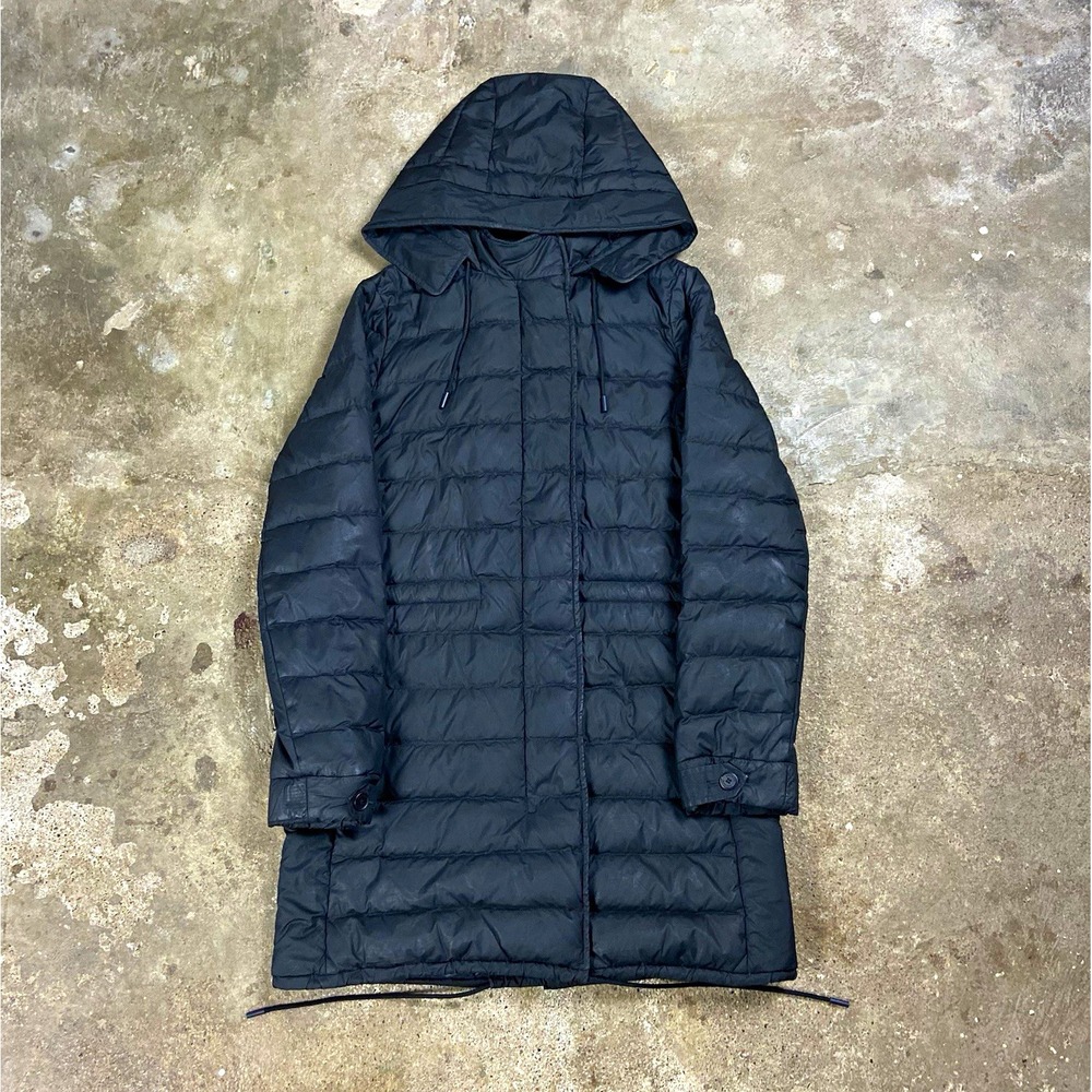 Lacoste Puffer Parka Jacket Women's Size 36 Black Quilted Full Zip Hoodie Coat